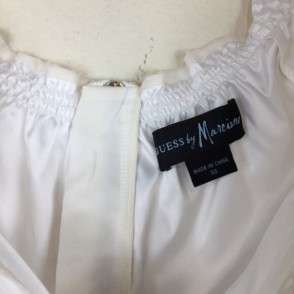 Guess By Marciano | Ivory Silk Peasant Mini Dress - Picture 4 of 6